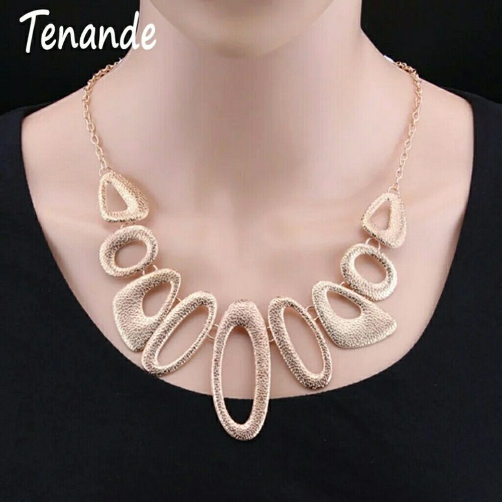 Tenande Fashion Steampunk Statement Necklaces Gold